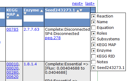 Reaction Table Header Select